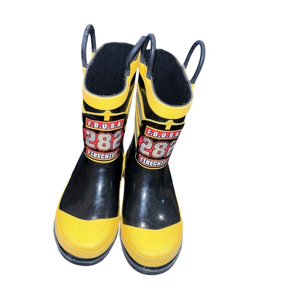 Kids firefighter yellow black rainboots rain boots western chief toddler 10 - Picture 2 of 5